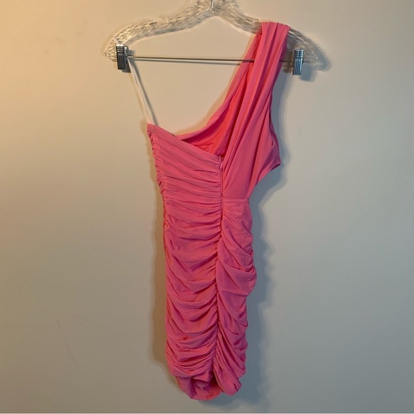 Hello Molly Pink Mini Dress One Shoulder 2 - Picture 6 of 11